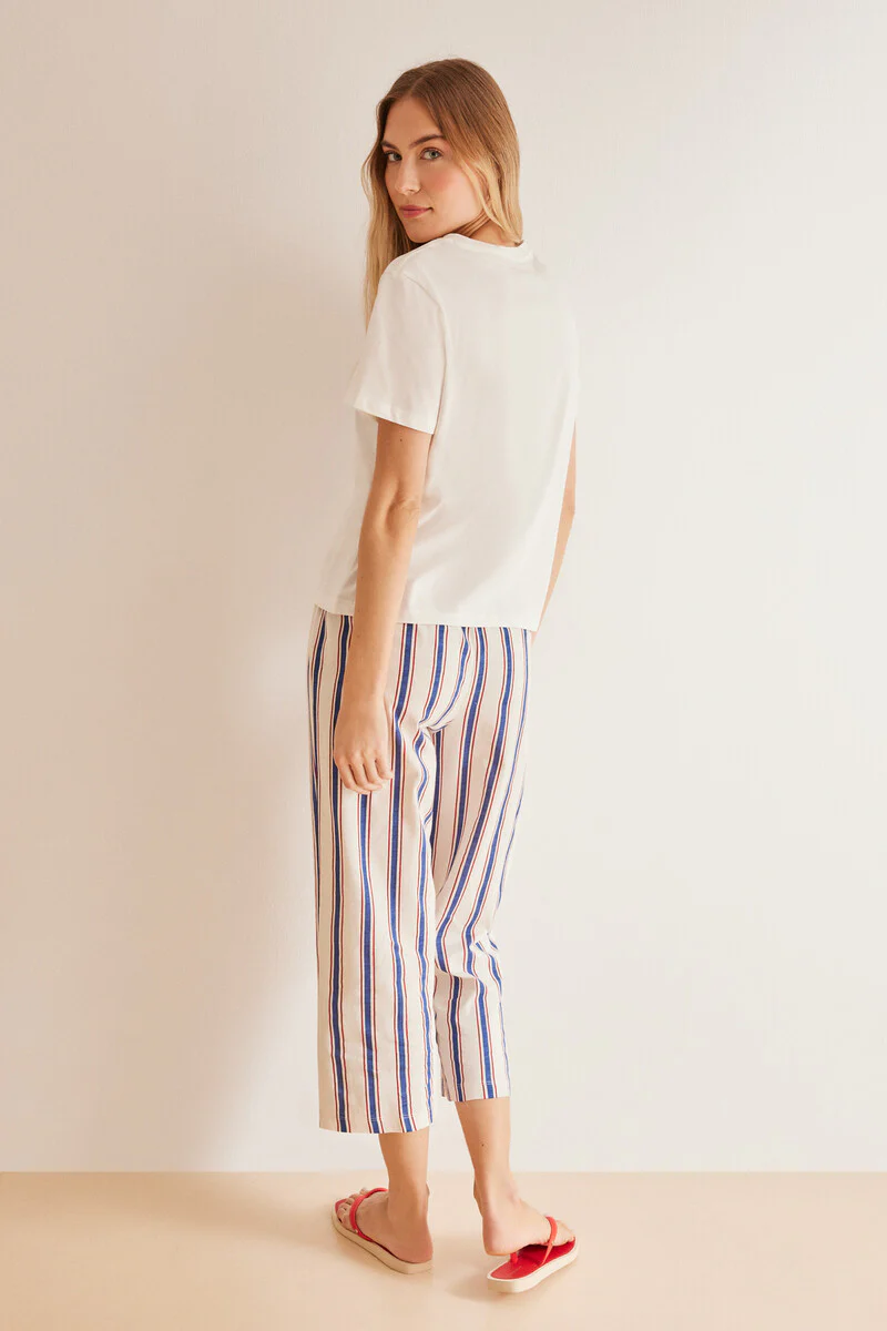 All-over striped 100% cotton trousers - Image 3