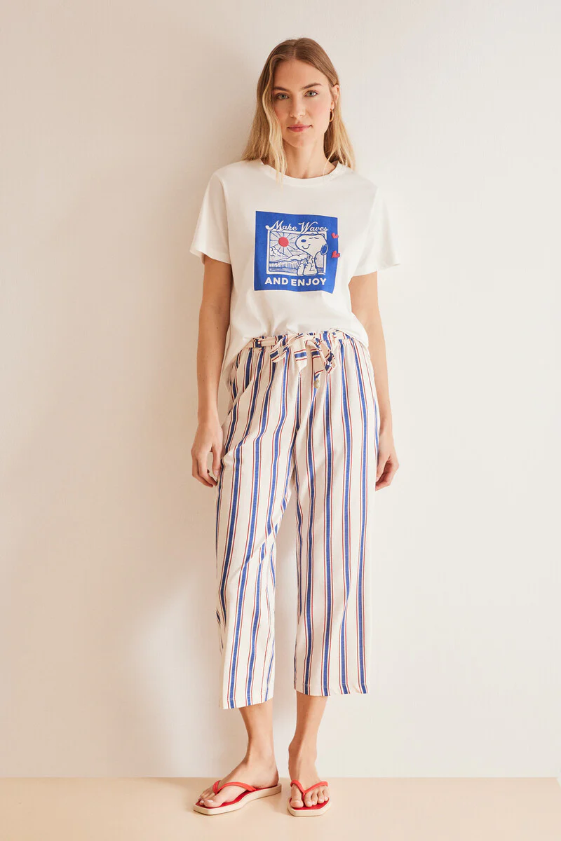 All-over striped 100% cotton trousers - Image 4