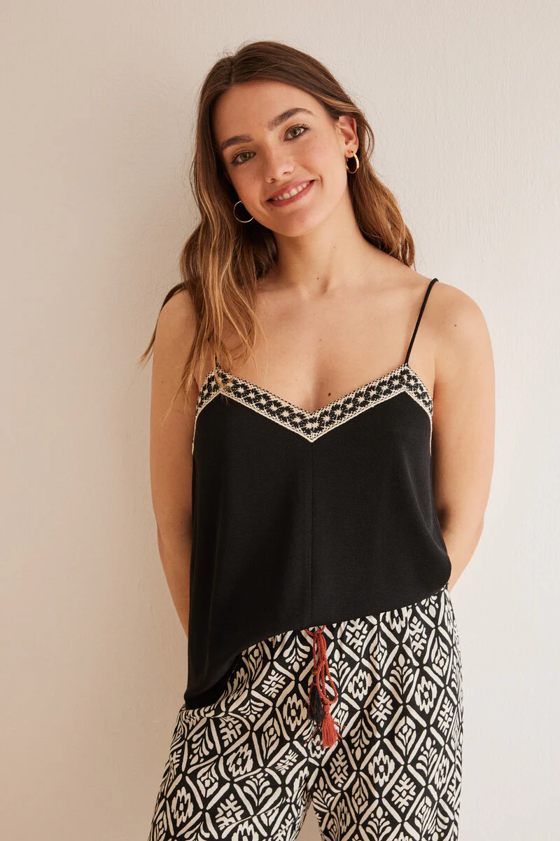 Black crochet vest top - Image 2