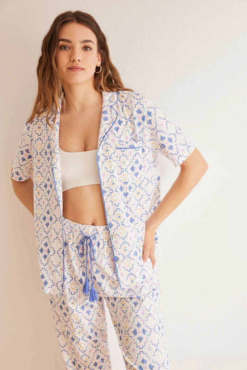 Classic 100% cotton pyjamas with diamond pattern - Image 3