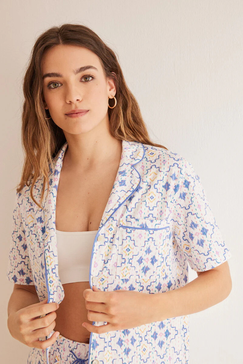 Classic 100% cotton pyjamas with diamond pattern - Image 4