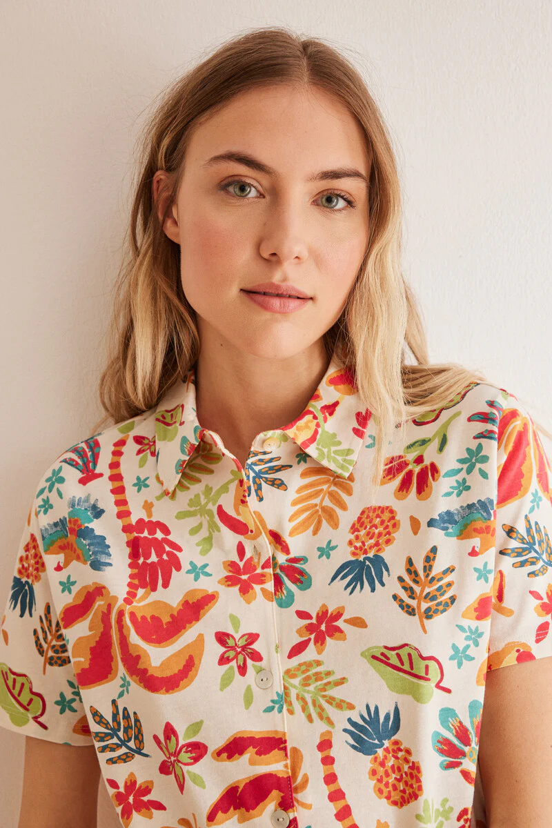 Classic 100% cotton tropical Capri pyjamas - Image 4