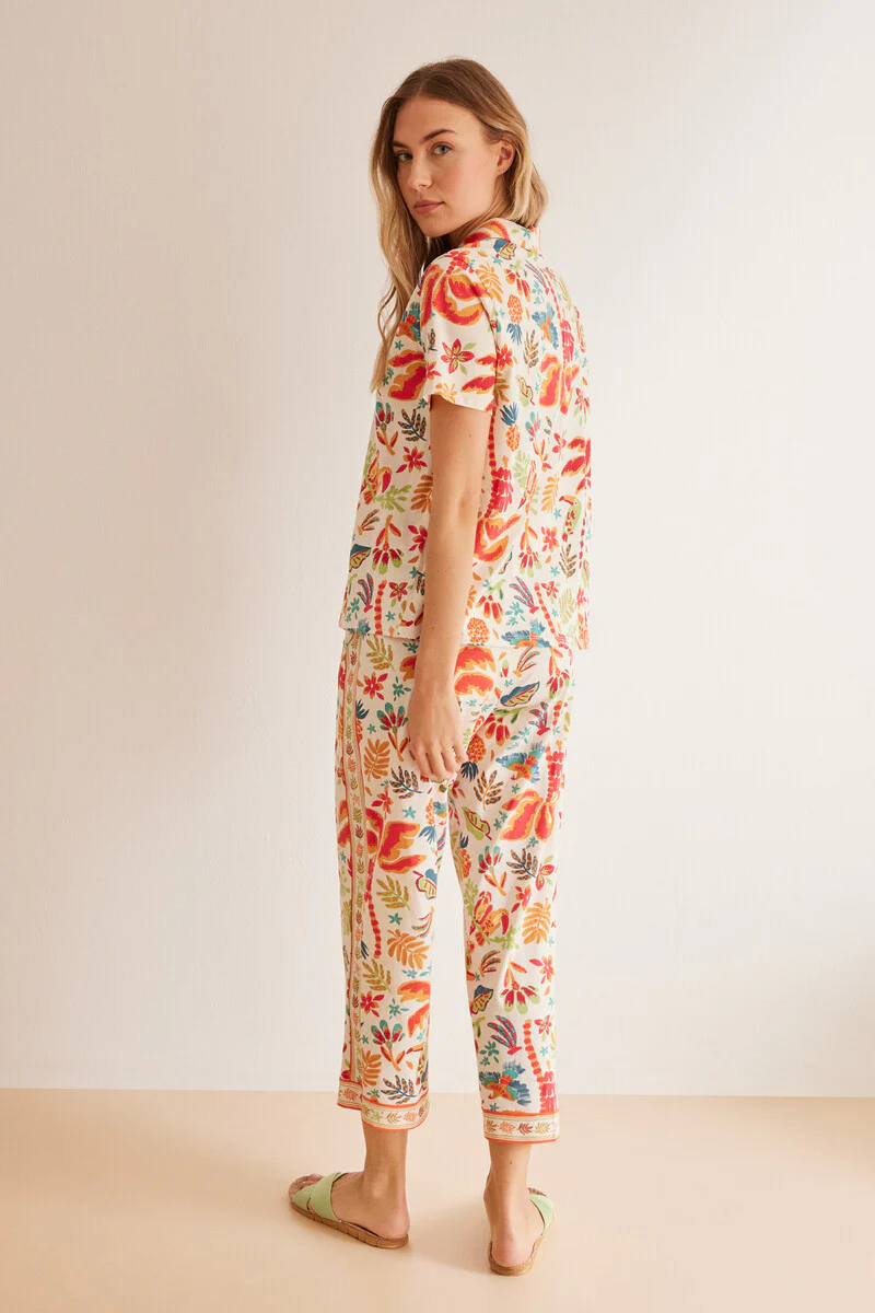 Classic 100% cotton tropical Capri pyjamas - Image 5