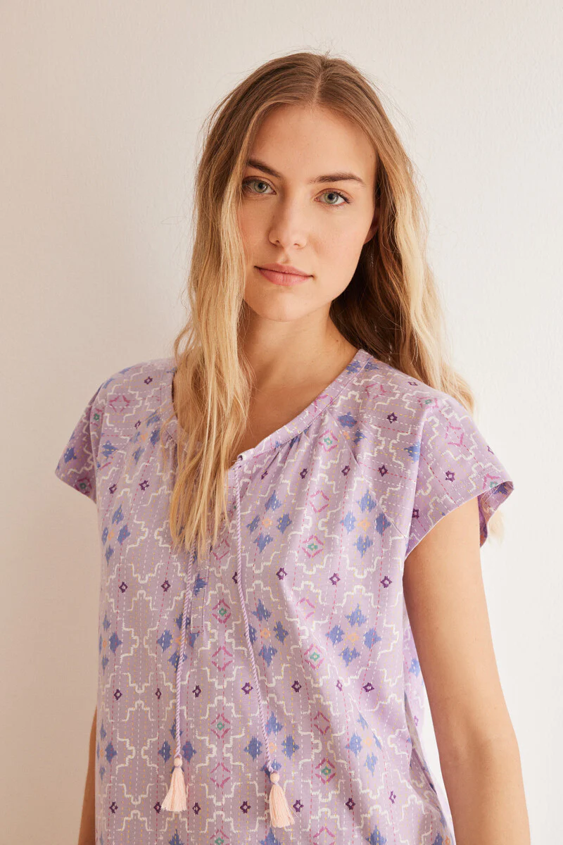 Diamond cotton nightgown in 100% cotton - Image 4