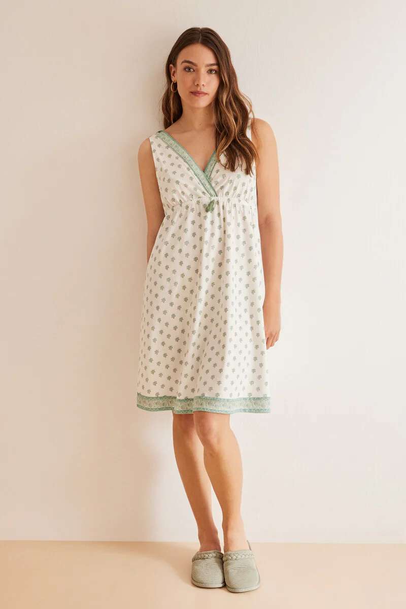 Geometric print 100% cotton nightgown - Image 4