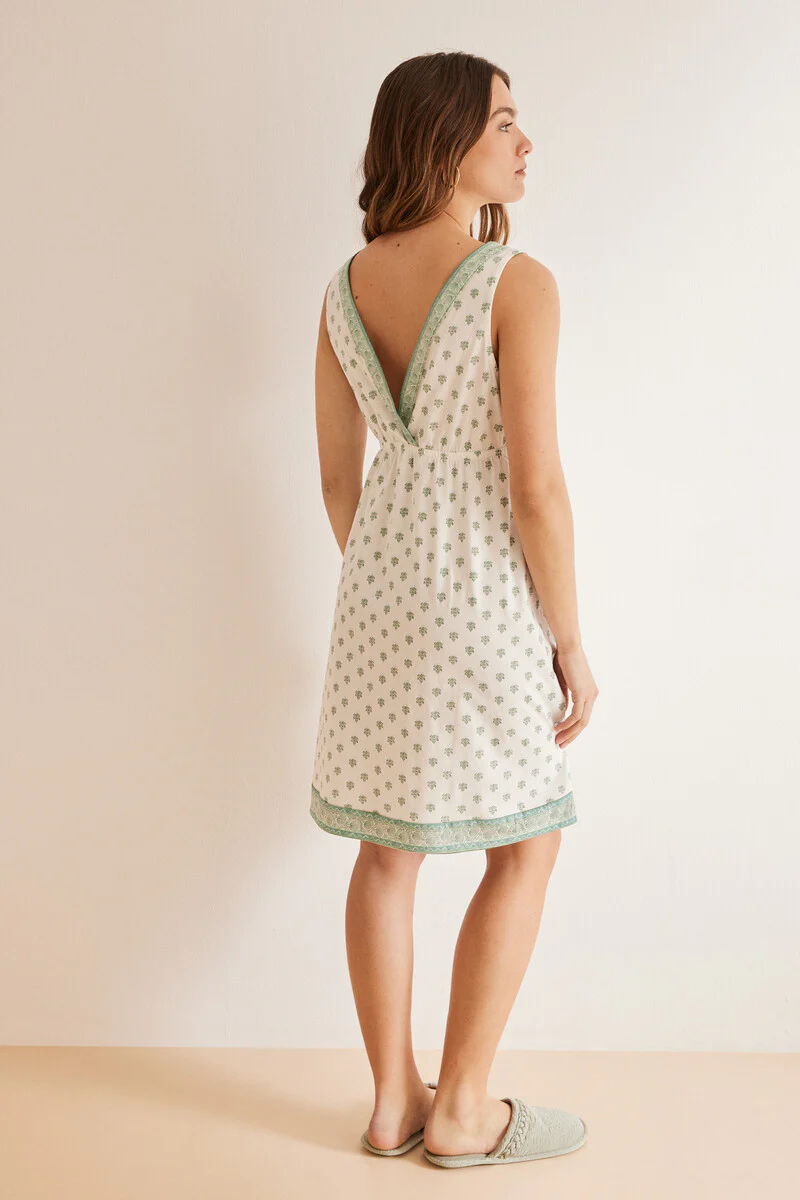 Geometric print 100% cotton nightgown - Image 5