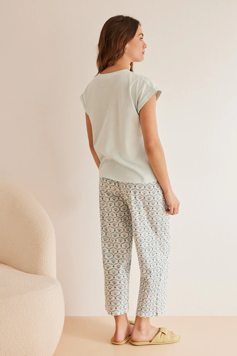 Green 100% cotton Capri pyjamas - Image 6