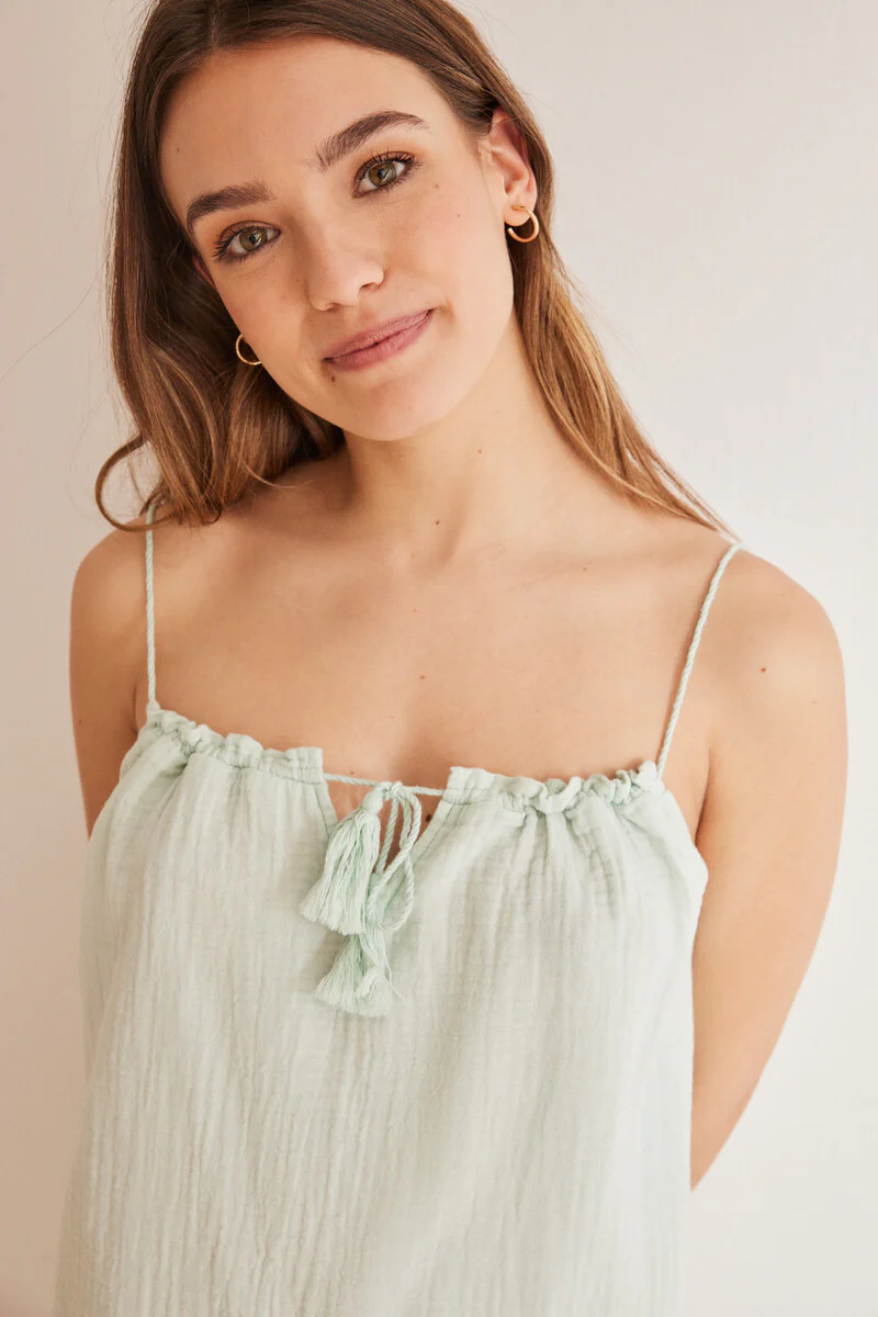 Green 100% cotton nightgown - Image 3