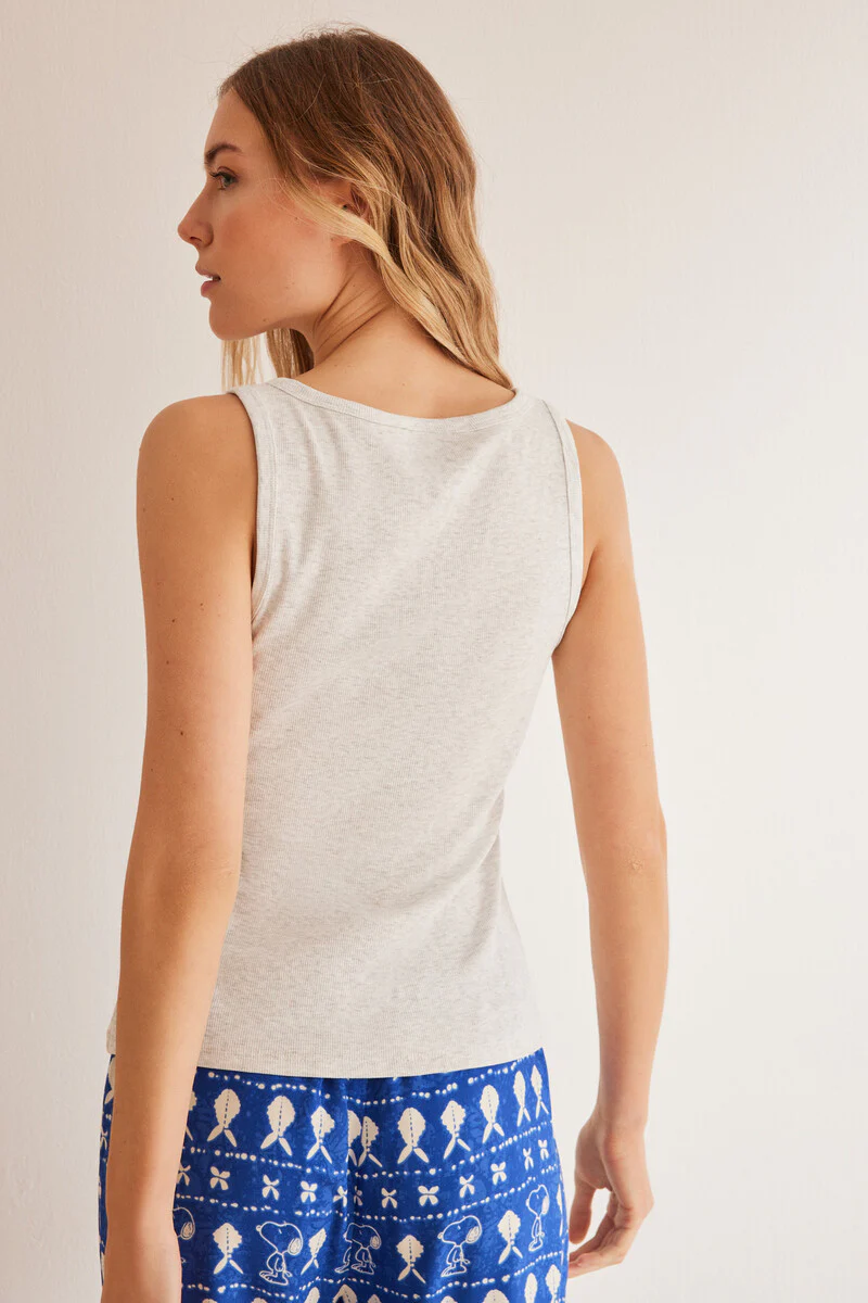 Grey ribbed vest top - Image 4