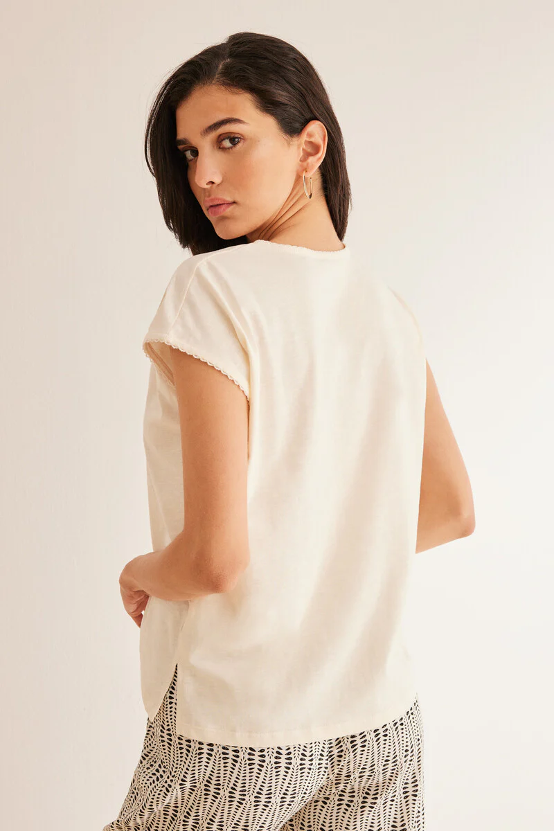 Ivory cotton T-shirt - Image 4