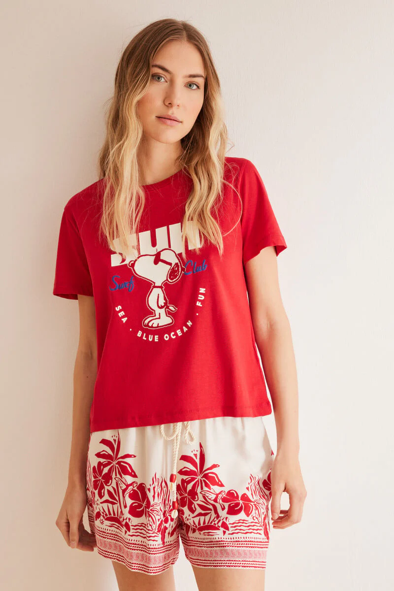 Red 100% cotton Snoopy T-shirt - Image 3