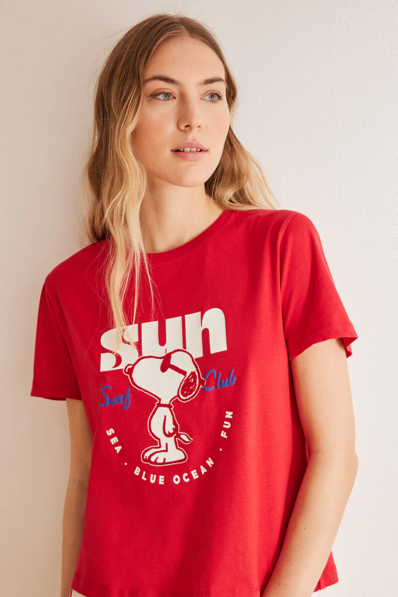 Red 100% cotton Snoopy T-shirt - Image 4