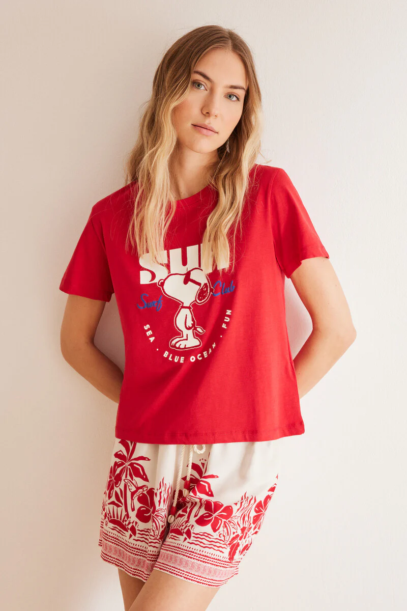 Red 100% cotton Snoopy T-shirt - Image 5