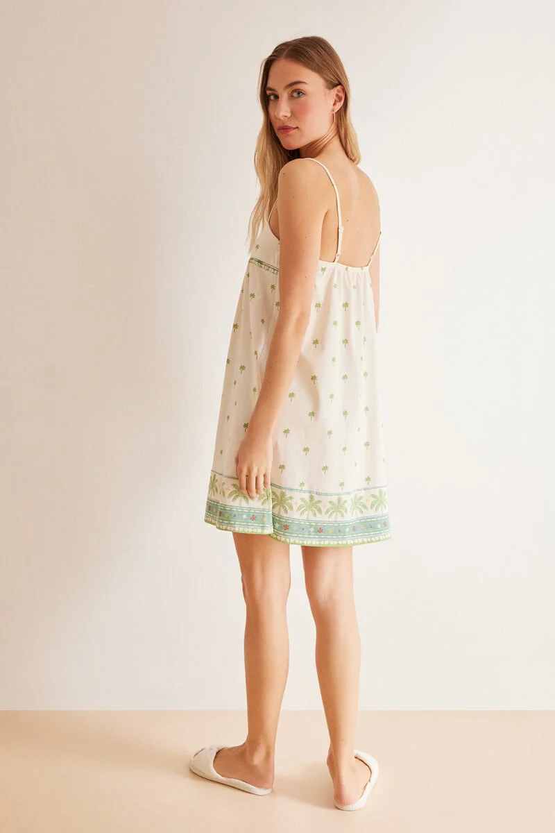 Short 100% cotton palm tree nightgown - Image 3