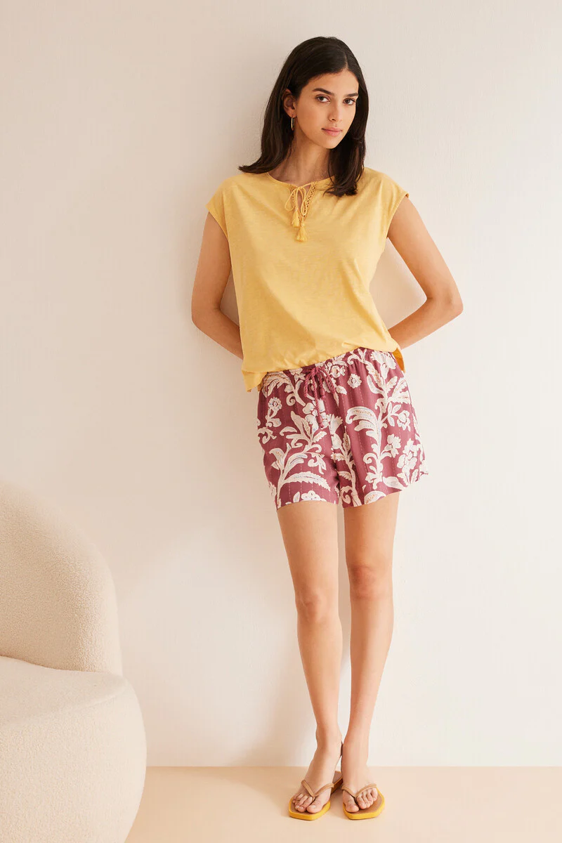 Yellow slub textured T-shirt - Image 3