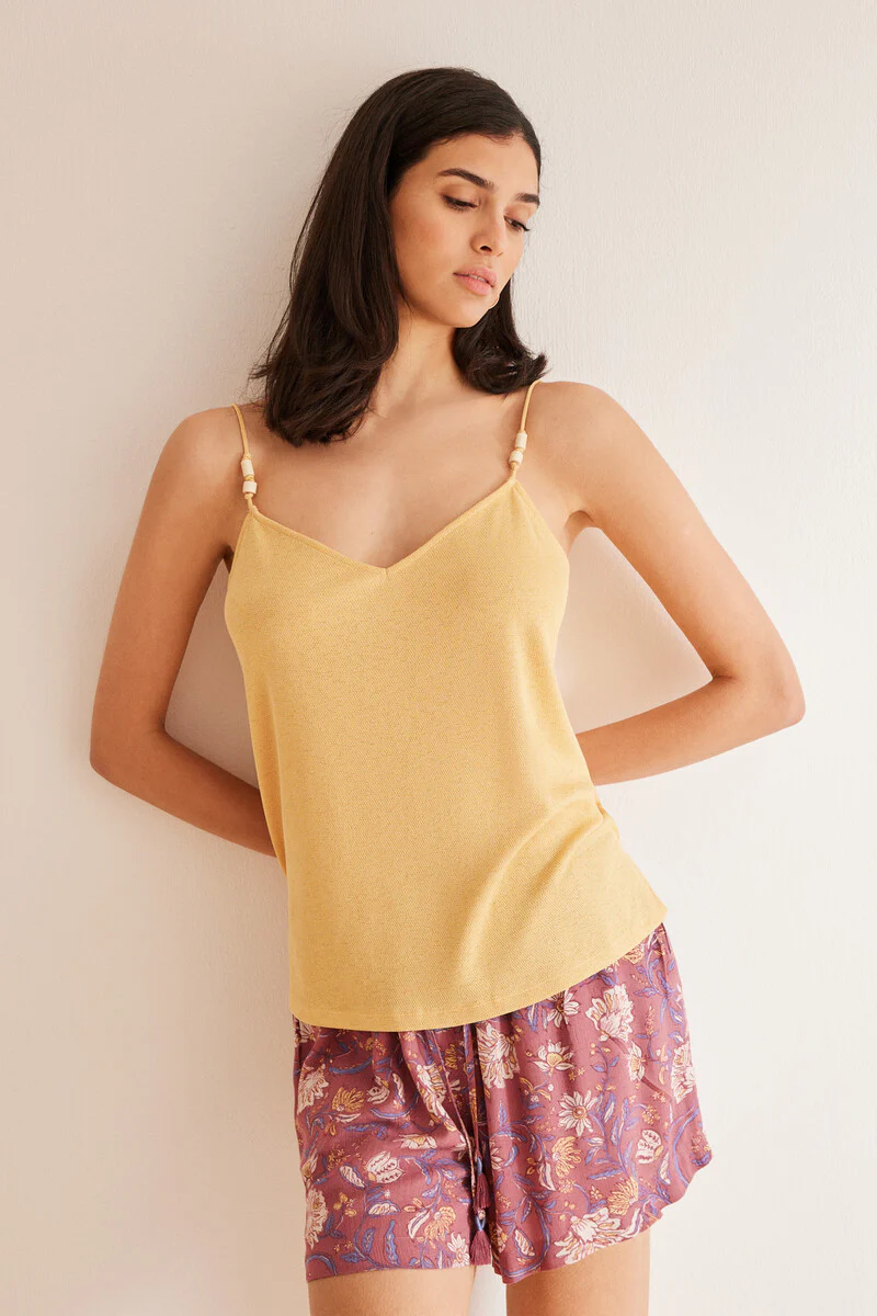 Yellow textured vest top - Image 3